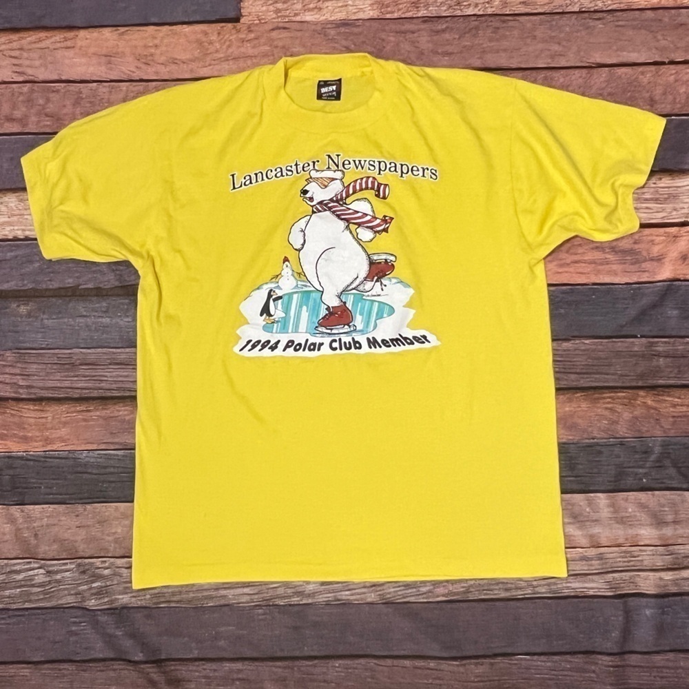 Vintage Lancaster 1994 Polar Club Member Yellow Crewneck Tshirt